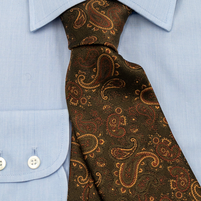 Tie with paisley in khaki/gold
