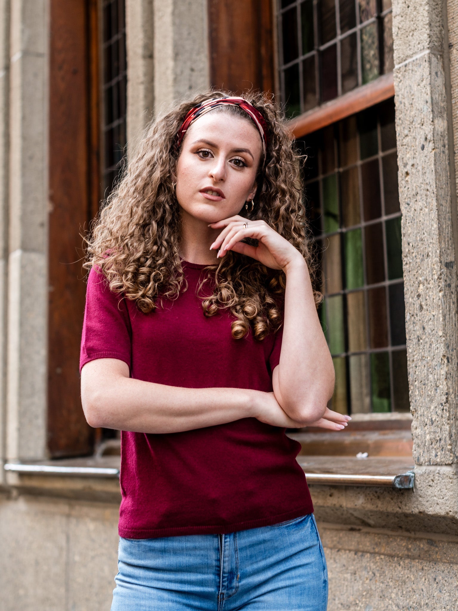 Cashmere Pullover mit Kurzarm und Rundausschnitt