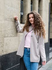 Cashmere cardigan with high necked collar and three buttons