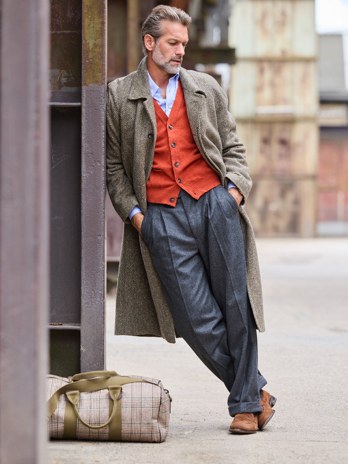 Weekender mit Prince-of-Wales-Karo aus Lovat Tweed – Beige