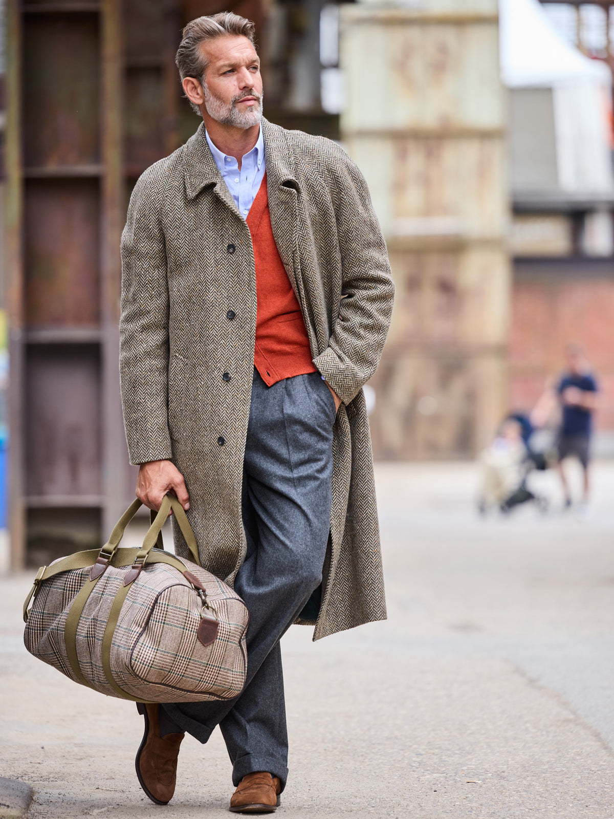 Weekender mit Prince-of-Wales-Karo aus Lovat Tweed – Beige