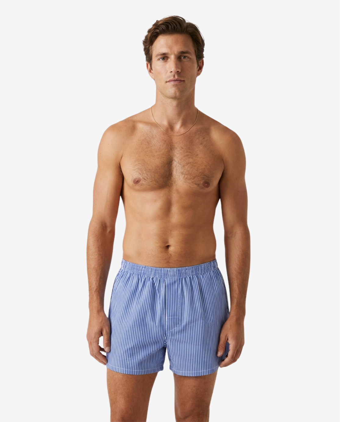 Boxershorts Blue Bengal gedragen, frontaal | John Crocket
