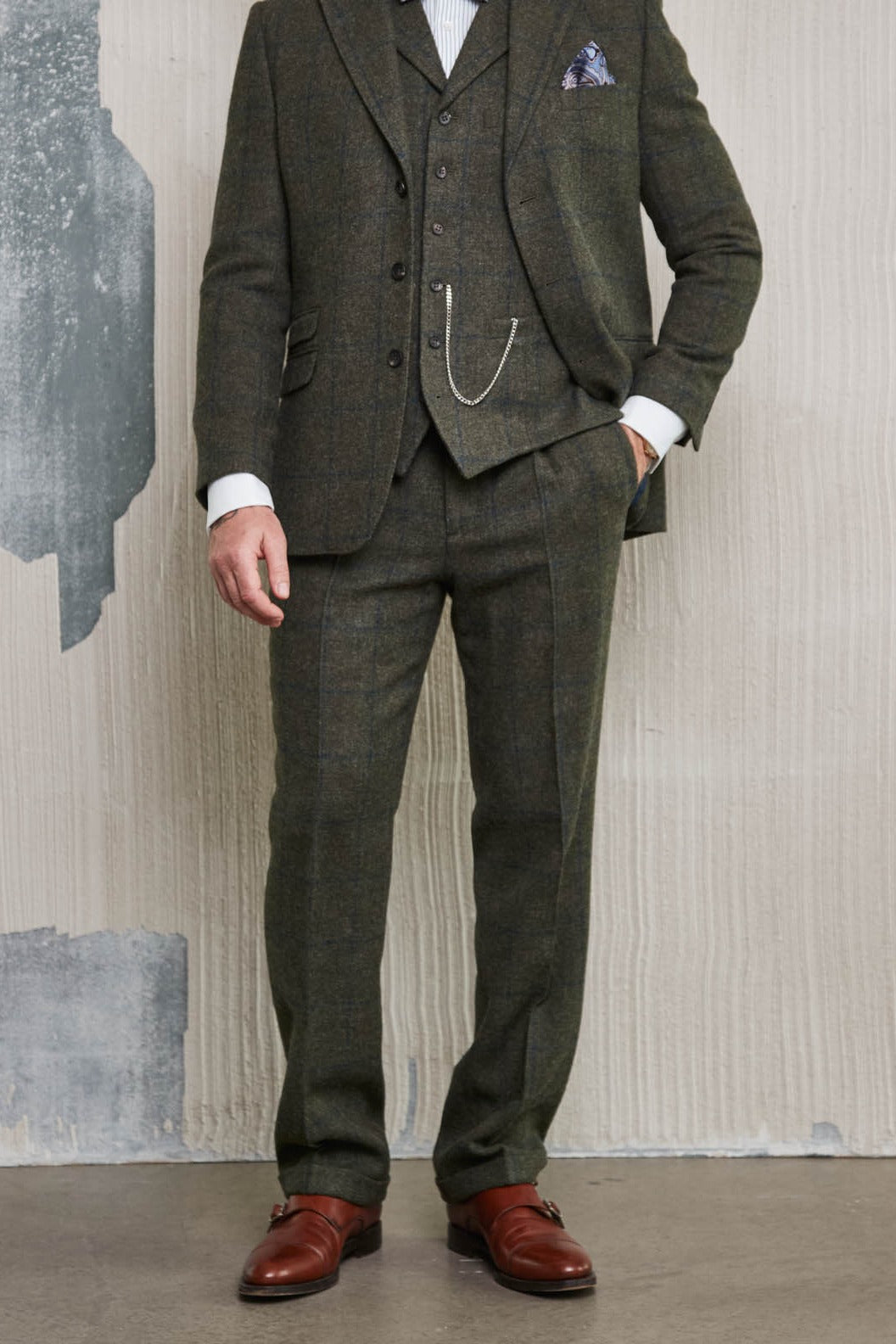 Costume trois pièces vert foncé en Lovat Tweed — John Crocket