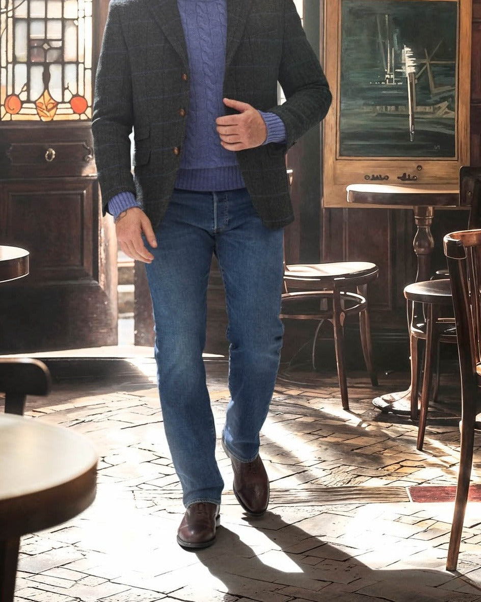 Giacca in tweed a 3 bottoni Classic verde scuro in Lovat Tweed — John Crocket