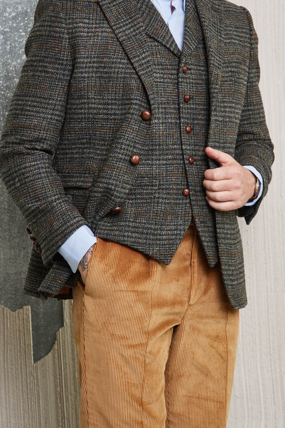 Tweedsakko in 3-Knopf Classic dunkelgrün aus Harris Tweed — John Crocket
