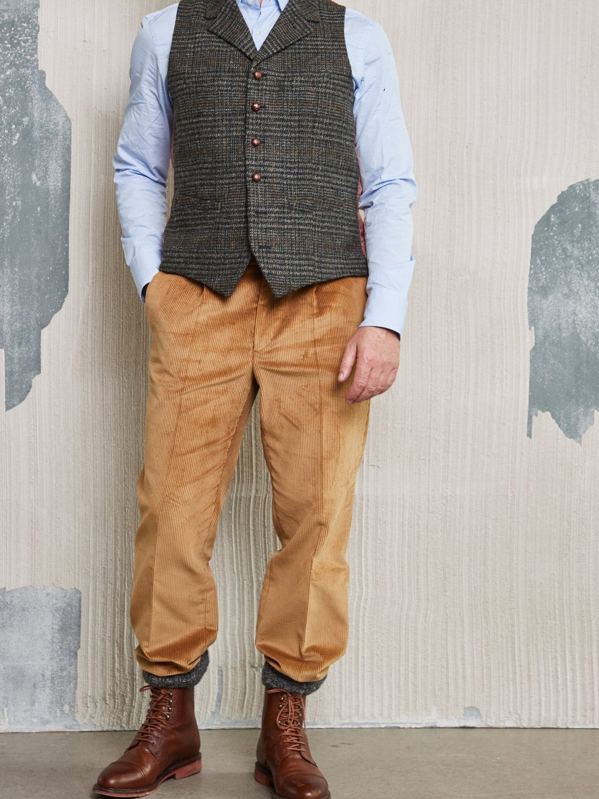 Tweedweste graugrün Glencheck aus Harris Tweed — John Crocket