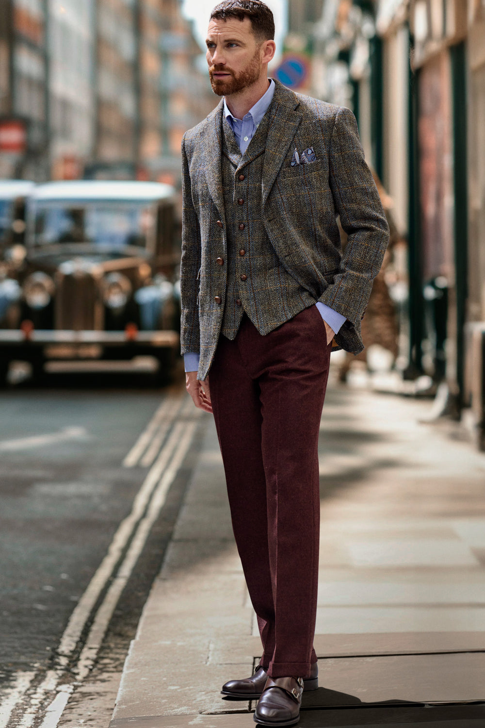 Classic tweed jacket in 3-button Harris tweed