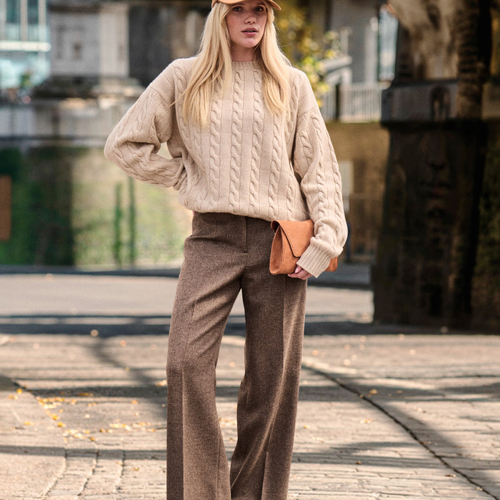 Marlene tweed pants in greige
