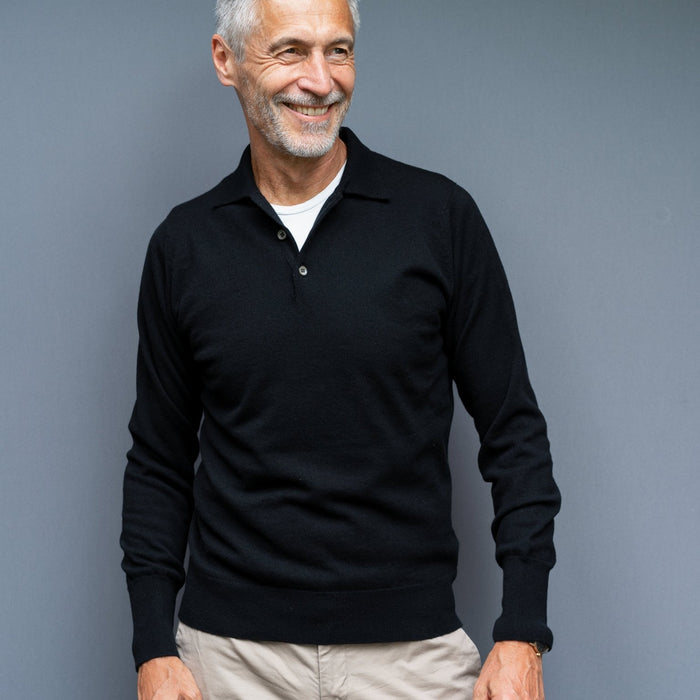 Cashmere sweater with polo collar