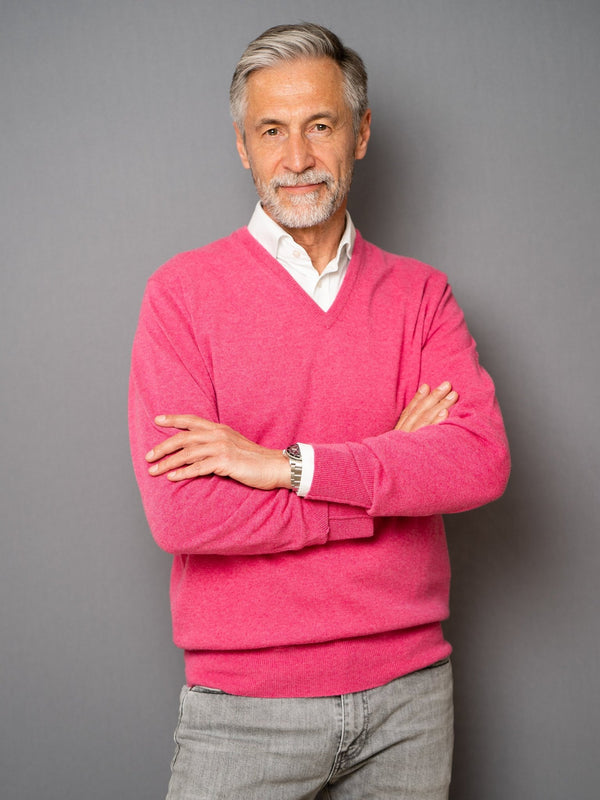 Cashmere sweater (2-ply) with V-neck SALE
