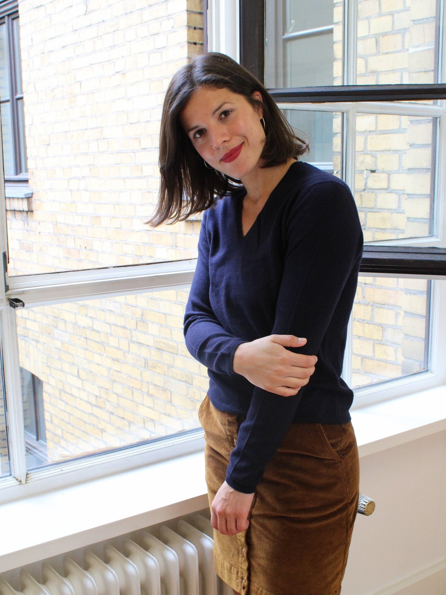 Cashmere sweater with v-neck, our classics