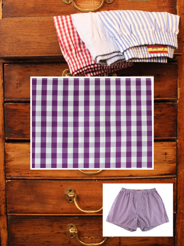 Boxershorts: Boxershorts in lila kariert | John Crocket – Fine British Clothing