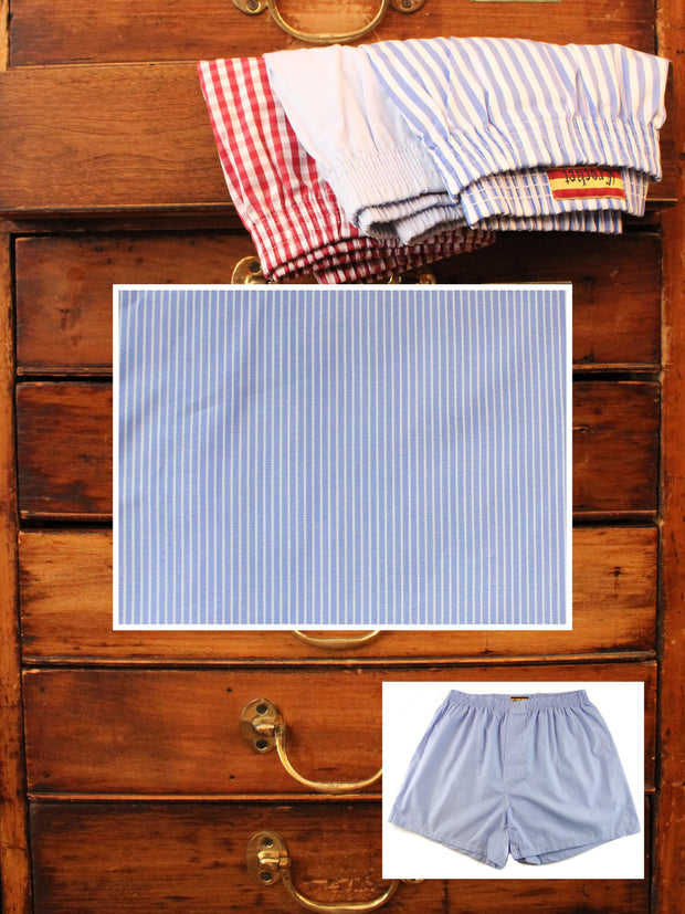 Boxershorts: Boxershorts in blau gestreift | John Crocket – Fine British Clothing