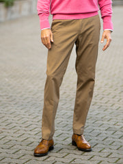 Slimline cotton trousers with stretch khaki
