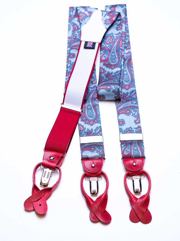 Braces, grey/blue/red paisley