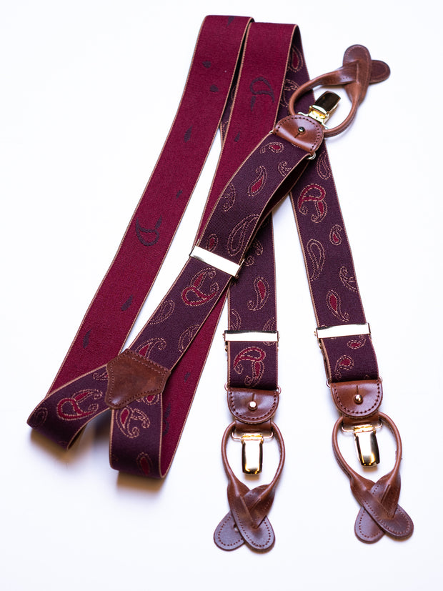 Braces, burgundy paisley