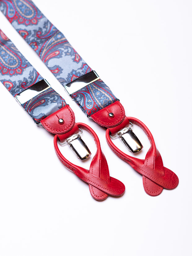 Braces, grey/blue/red paisley