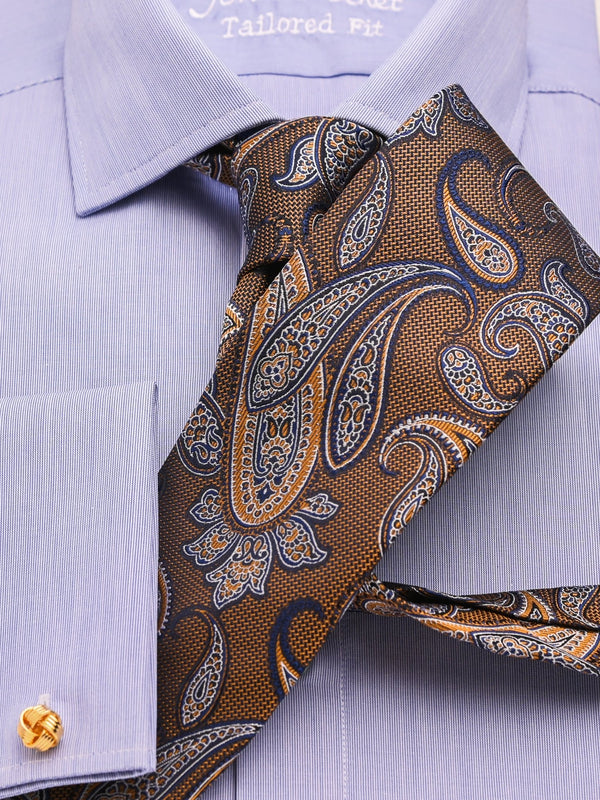Silk tie paisley in navy/gold, detail view