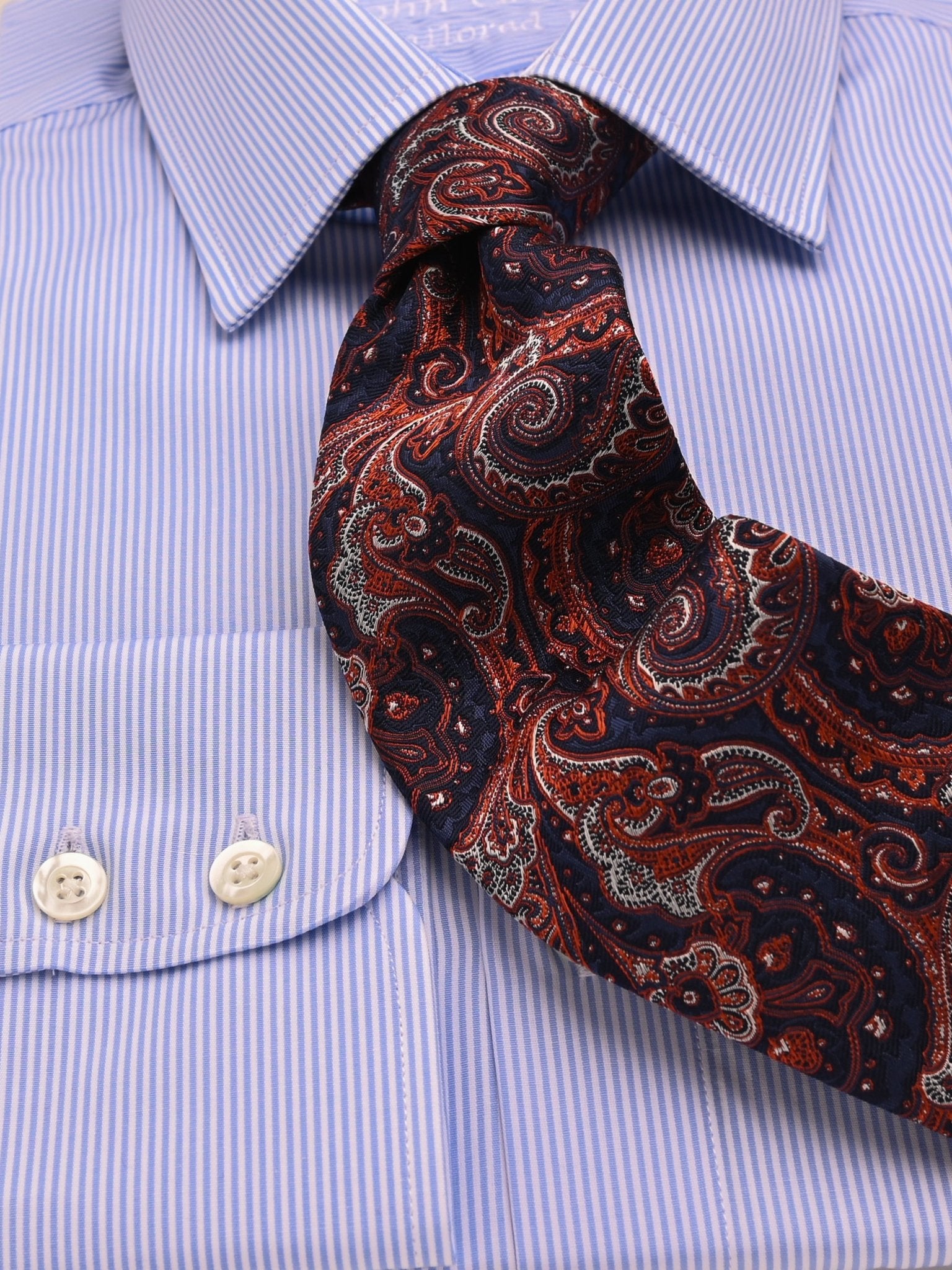 Slimline Kent Collar Shirt light blue striped