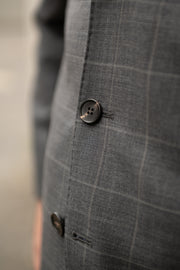 Jacket in 3-button in grey with light grey cheque