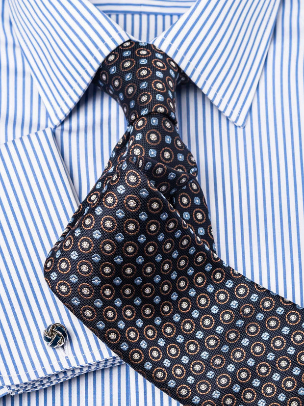 tie patterned in navy