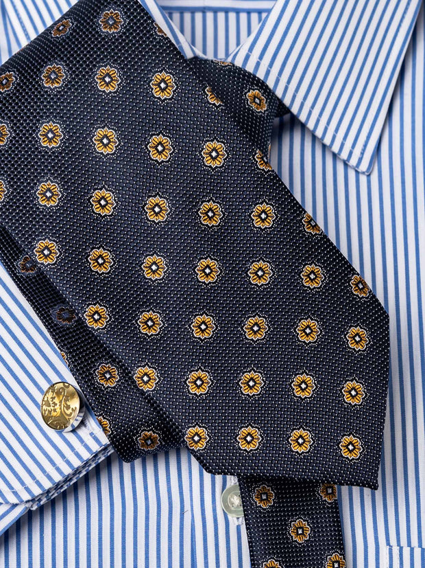 Tie with medailon in navy/gold