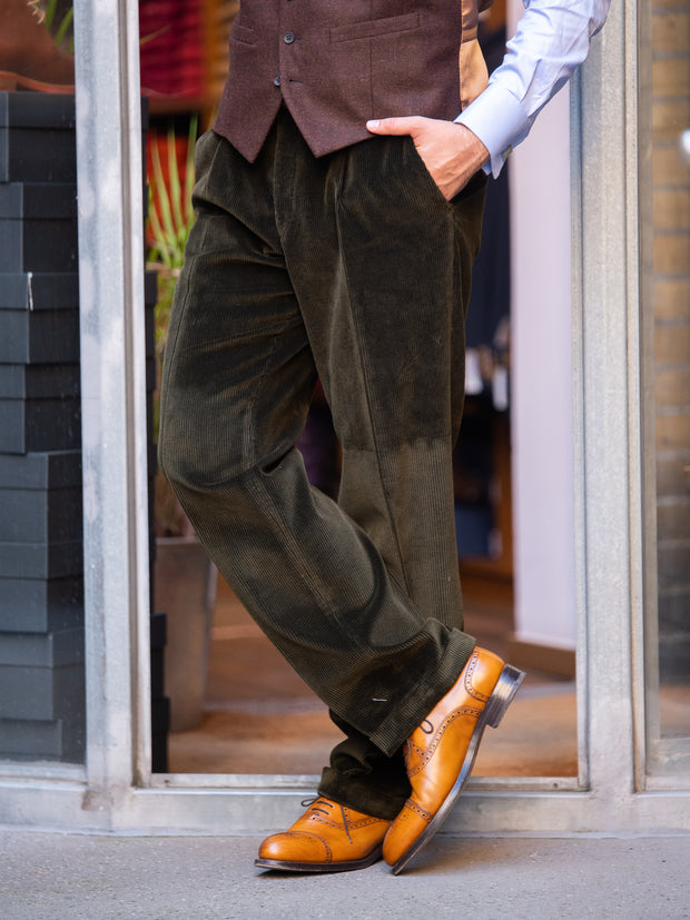 Corduroy trousers Brisbane Moss, Colour: Dark Olive