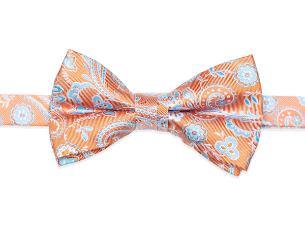 Bow tie orange with floral pattern