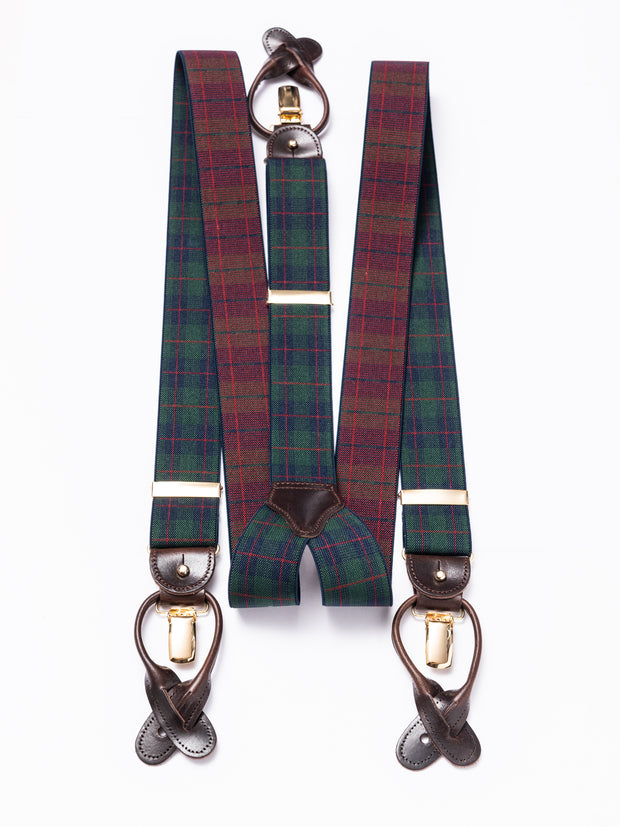 Braces, green/blue check