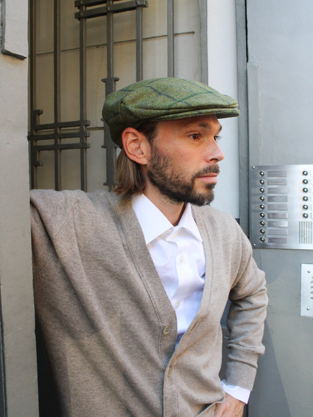 Tweed Cap  green/blue in Lovat Tweed