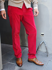 Corduroy trousers Brisbane Moss, fine wale, Colour: Red