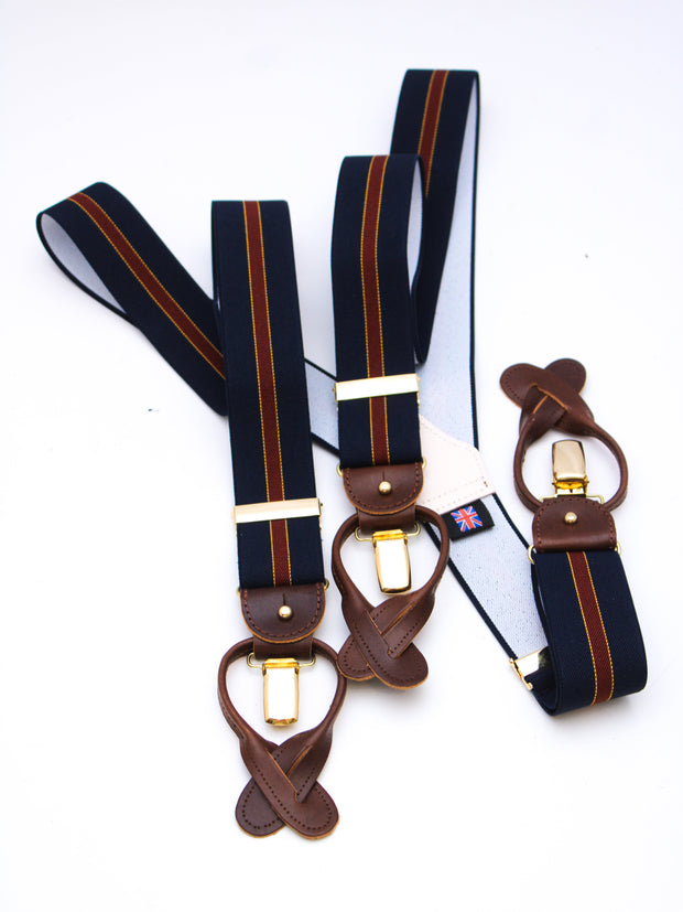 Braces, Navy/Bordeaux Stripes