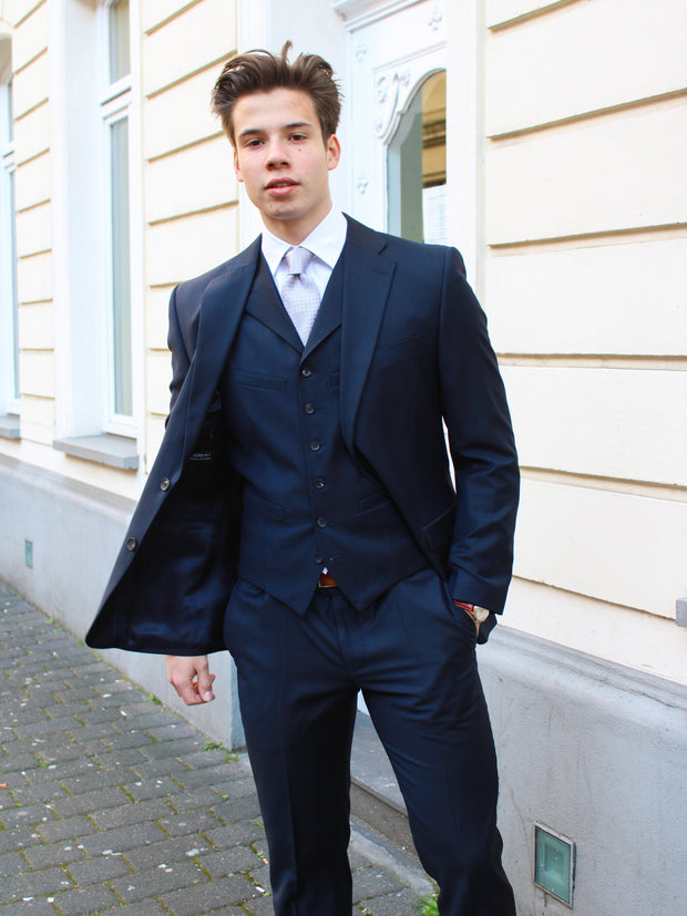 Slimline suit with 2-button Jacket in dark blue