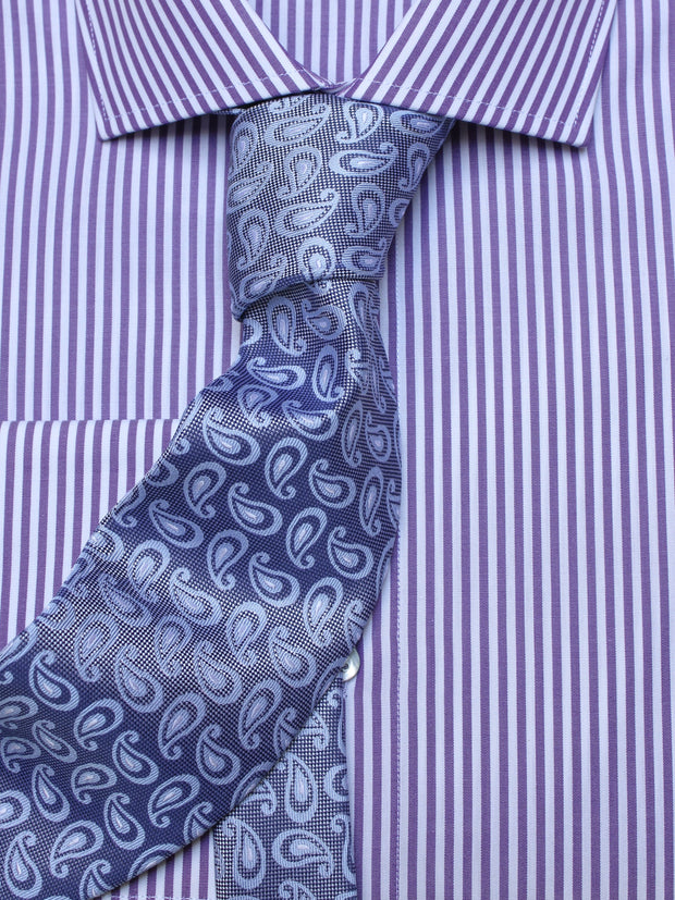 Krawatte: Krawatte gemustert in blau/grau | John Crocket – Fine British Clothing