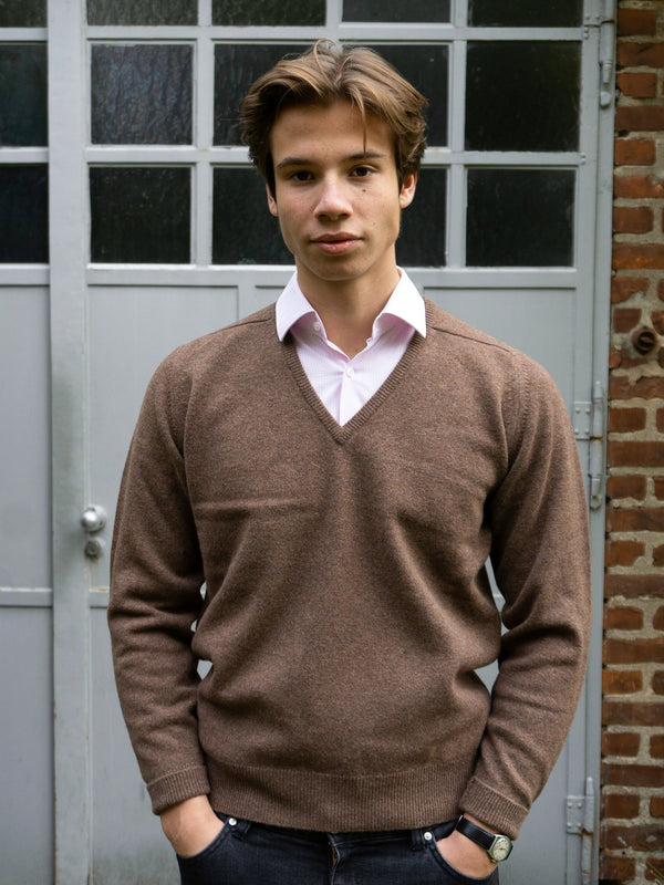 Lambswool sweater with V-neck in modern colors (size 44-52)