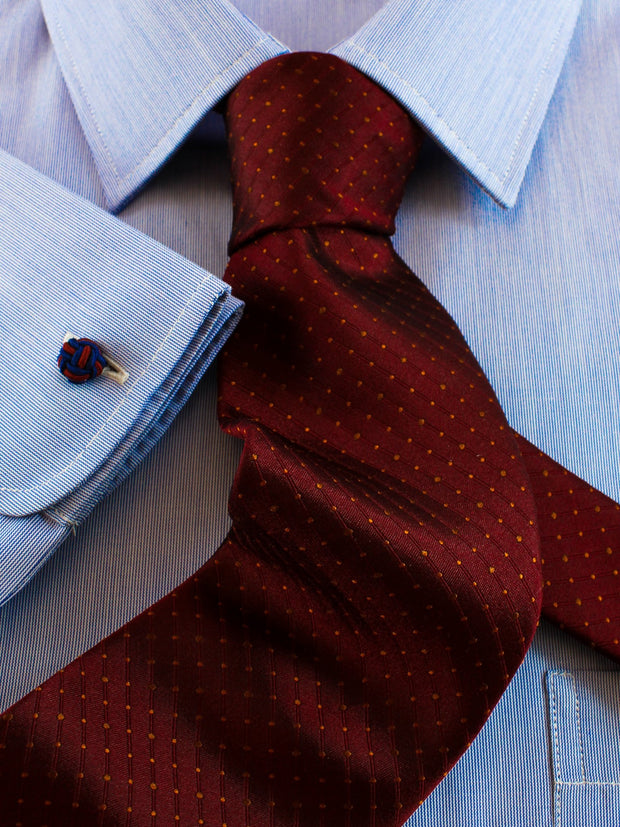 Hemd: Hemd mit Classic Kent Kragen in blau strukturiert | John Crocket – Fine British Clothing