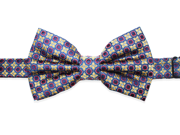 Bow tie yellow/red/blue with pattern