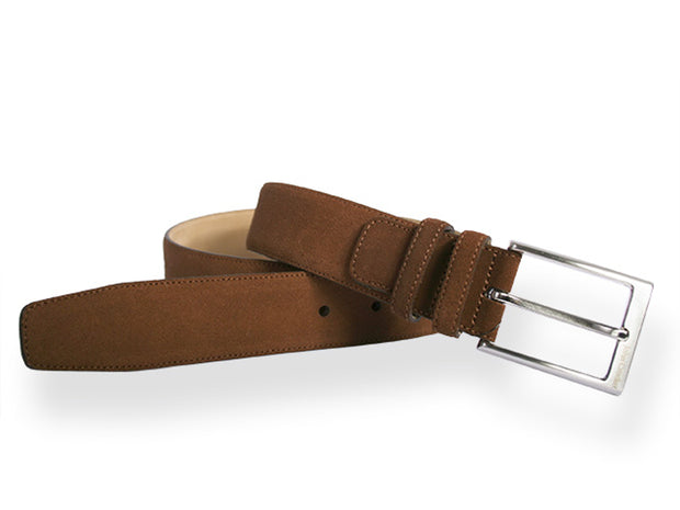 Suede leather belt brown