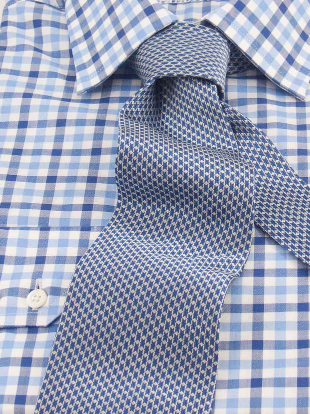 Hemd: Hemd in Slimline mit Kent Kragen in blau kariert | John Crocket – Fine British Clothing