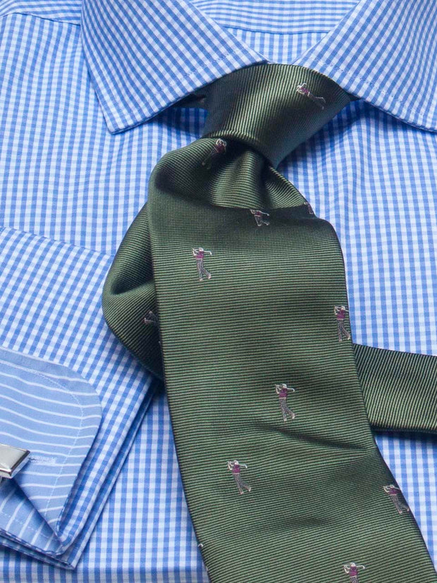 Hemd: Hemd in Slimline mit Cut-Away Kragen in blau kariert | John Crocket – Fine British Clothing