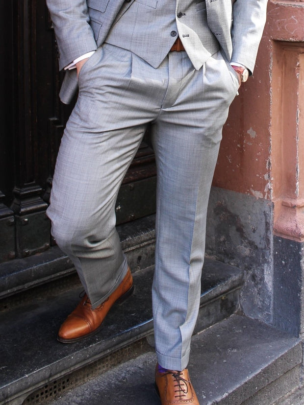 Hose: Classic Anzughose in hellgrau | John Crocket – Fine British Clothing