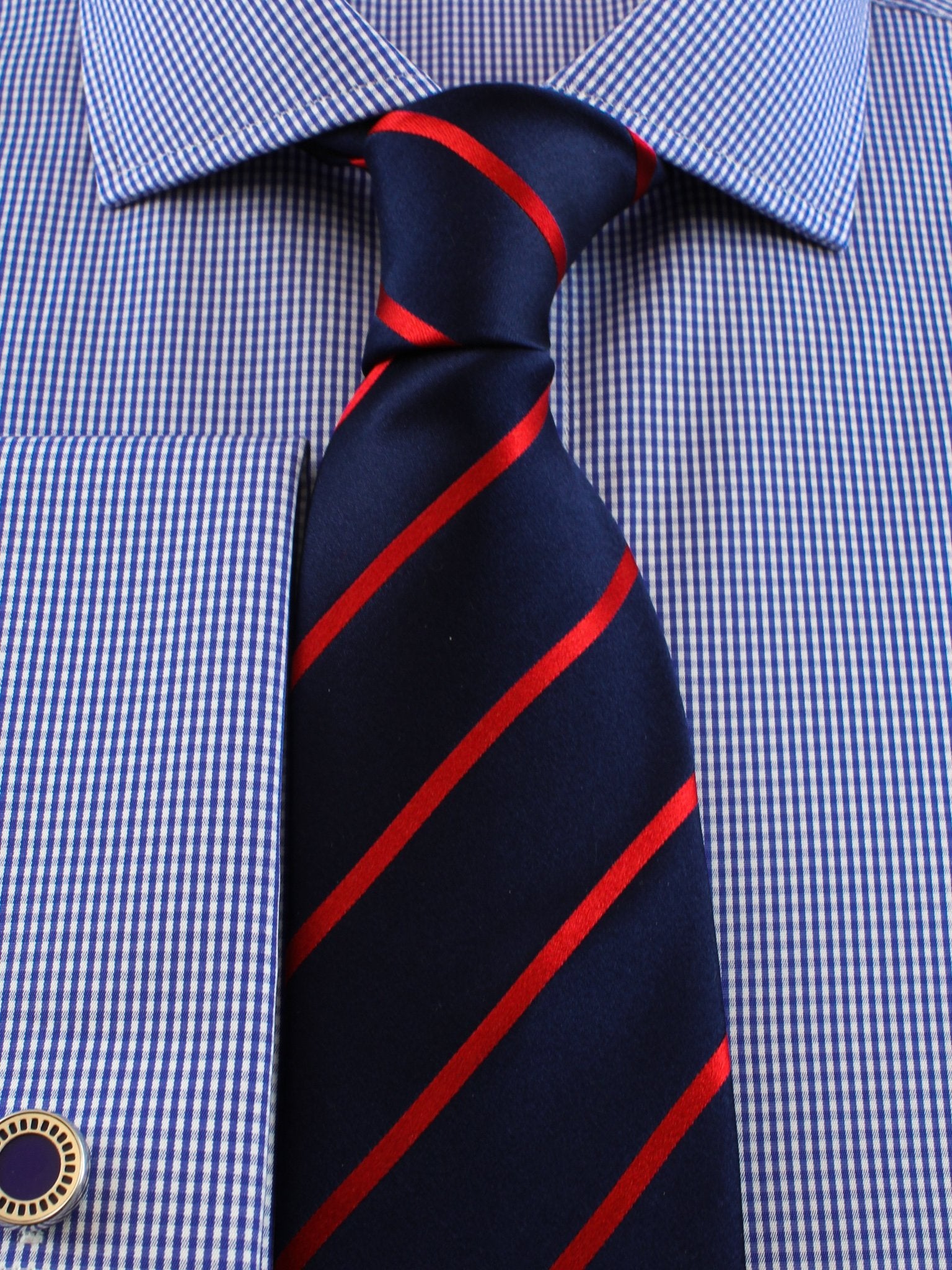 Hemd: Hemd in Slimline mit Cut-Away Kragen in blau kariert | John Crocket – Fine British Clothing