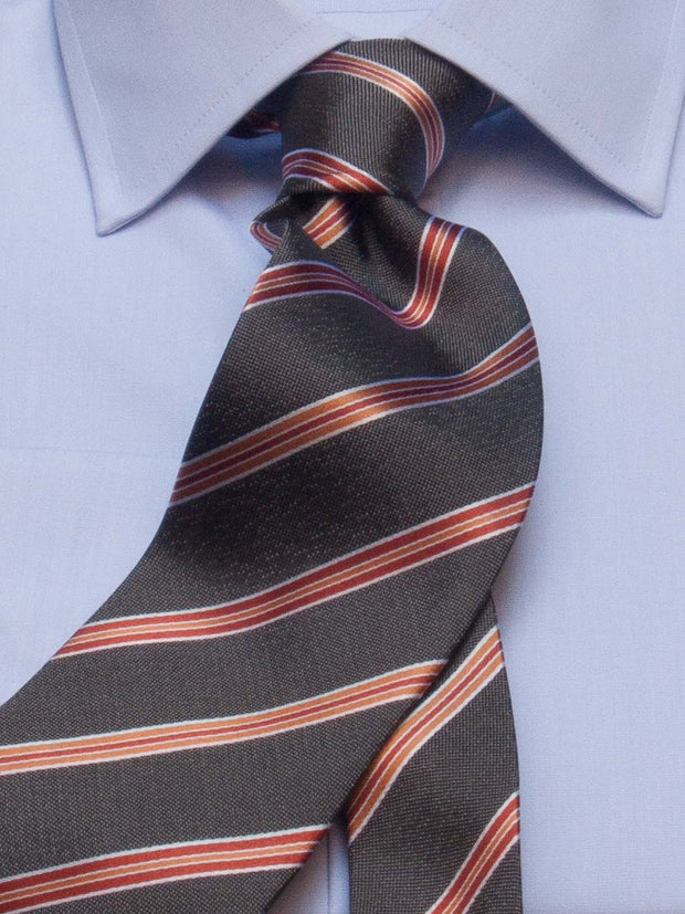 Krawatte: Krawatte mit Streifen in grau/rot | John Crocket – Fine British Clothing