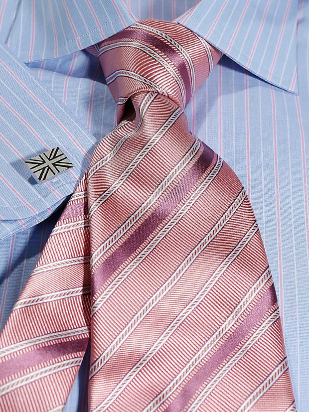 Krawatte: Krawatte mit Streifen in rosa | John Crocket – Fine British Clothing
