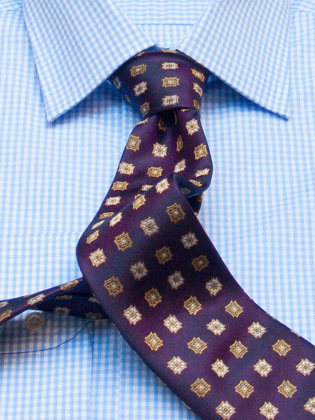 Hemd: Hemd in Slimline mit Kent Kragen in hellblau kariert | John Crocket – Fine British Clothing