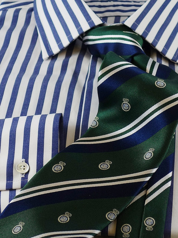 Hemd: Hemd in Slimline mit Kent Kragen in blau gestreift | John Crocket – Fine British Clothing
