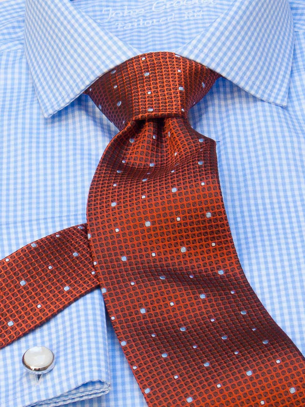 Hemd: Hemd in Slimline mit Cut-Away Kragen in hellblau kariert | John Crocket – Fine British Clothing